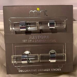 🆕AMERICAN DREAM HOME Mint Restore Set of 4 Drawer Knobs/ Pulls in Glass/ Chrome